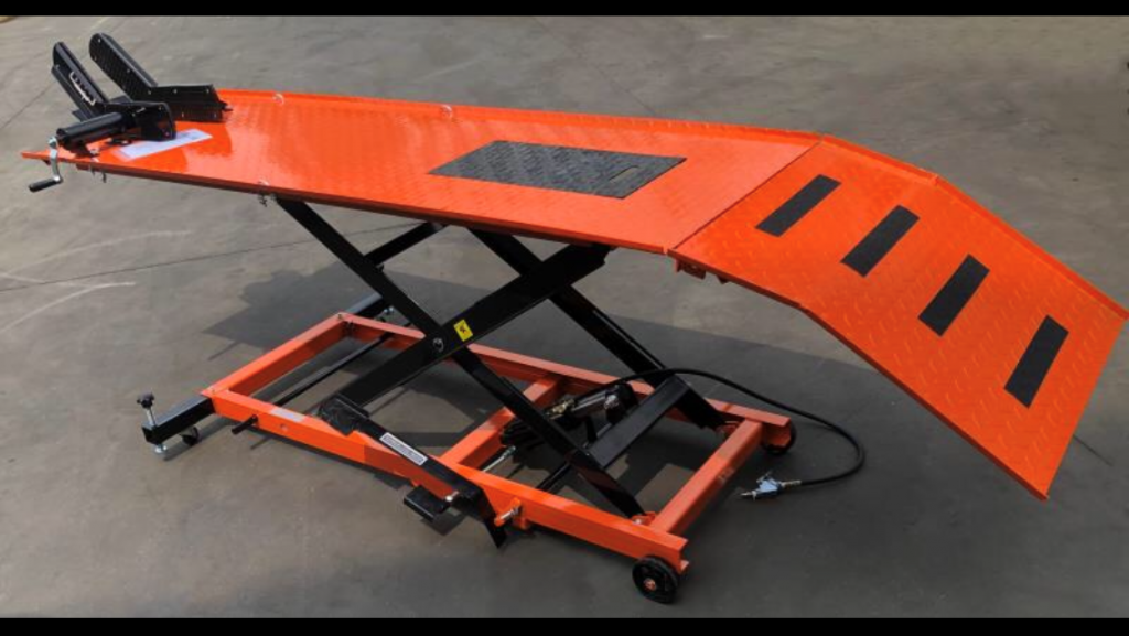 Motorcycle air/hydraulic lift bench 2000mm long + ramp ...