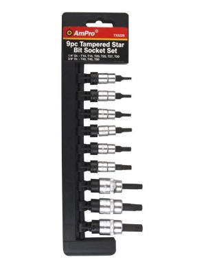 T33220 9 piece Tamper-Proof Star Bit Socket Set